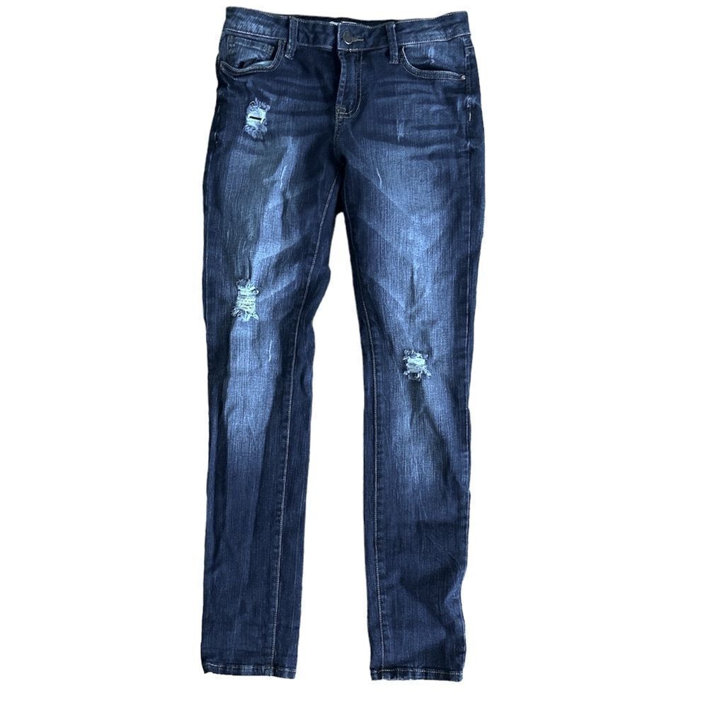 I&M Jeans Skinny Medium Wash Distressed Women size 7 EUC